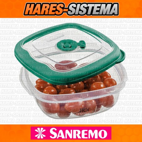 Contenedor Cuadrado Bajo Mediano 920 ml Flor San Remo