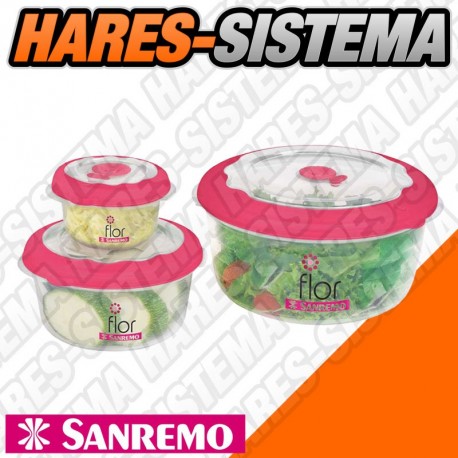 Set x 3 pz Contenedor Hermetico Redondo Flor