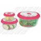 Set x 3 pz Contenedor Hermetico Redondo Flor